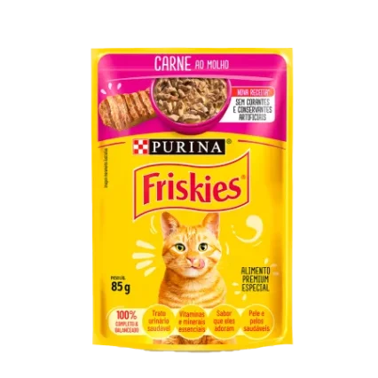 Sache Friskies Adulto Sabor Carne ao Molho 85g