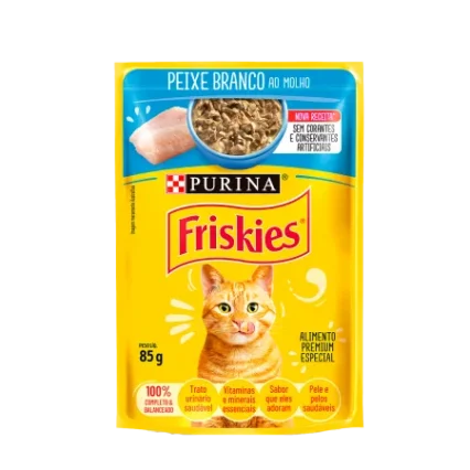 Sache Friskies Adulto Sabor Peixe Branco ao Molho 85g