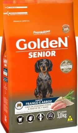 Ração Golden Sênior Mini Bits Cães Adultos Frango e Arroz