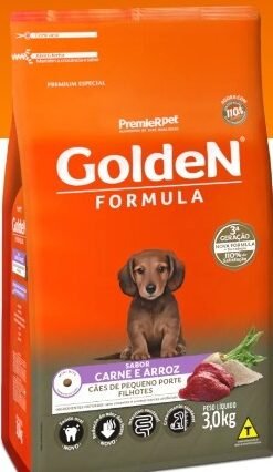 Ração Golden Formula Cães Filhotes Porte Pequeno Sabor Carne e Arroz