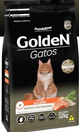 Ração Golden Gatos Castrados Sabor Salmão e Arroz