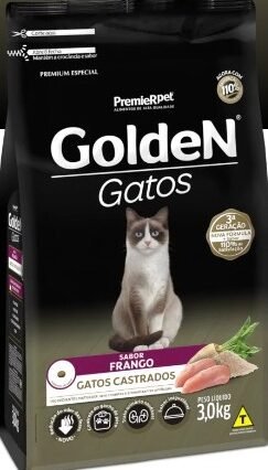 Ração Golden Gatos Castrados Sabor Frango e Arroz