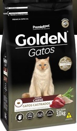 Ração Golden Gatos Castrados Sabor Carne e Arroz