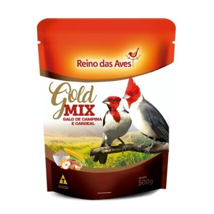 Ração Reino das Aves Gold Mix Galo de Campina e Cardeal 500G