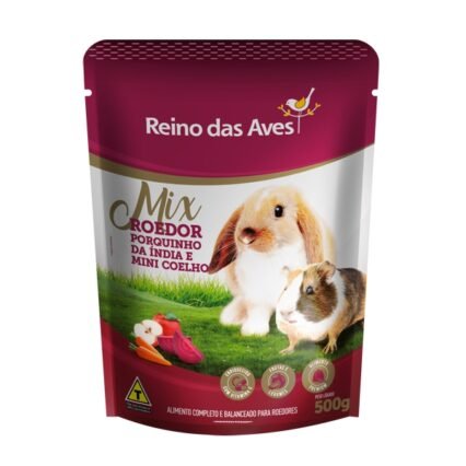 Ração Reino das Aves Porquinho da Índia e Mini Coelho Mix Roedor 500G